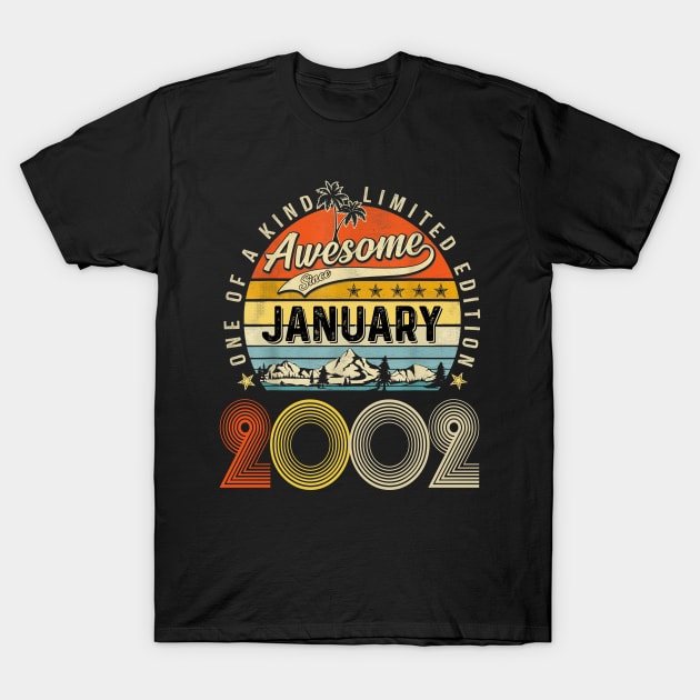 Awesome Since January 2002 Vintage 21st Birthday T-Shirt by Tagliarini Kristi